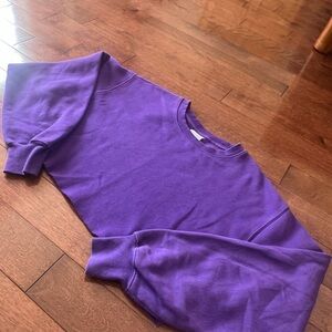TNA CozyFleece Deep Purple Cropped Sweatshirt